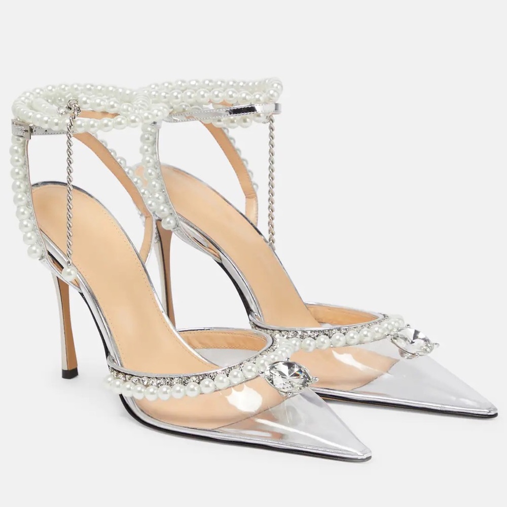 BNIB MACH & MACH Diamond of Elizabeth Pearl PVC Clear Pumps 39
